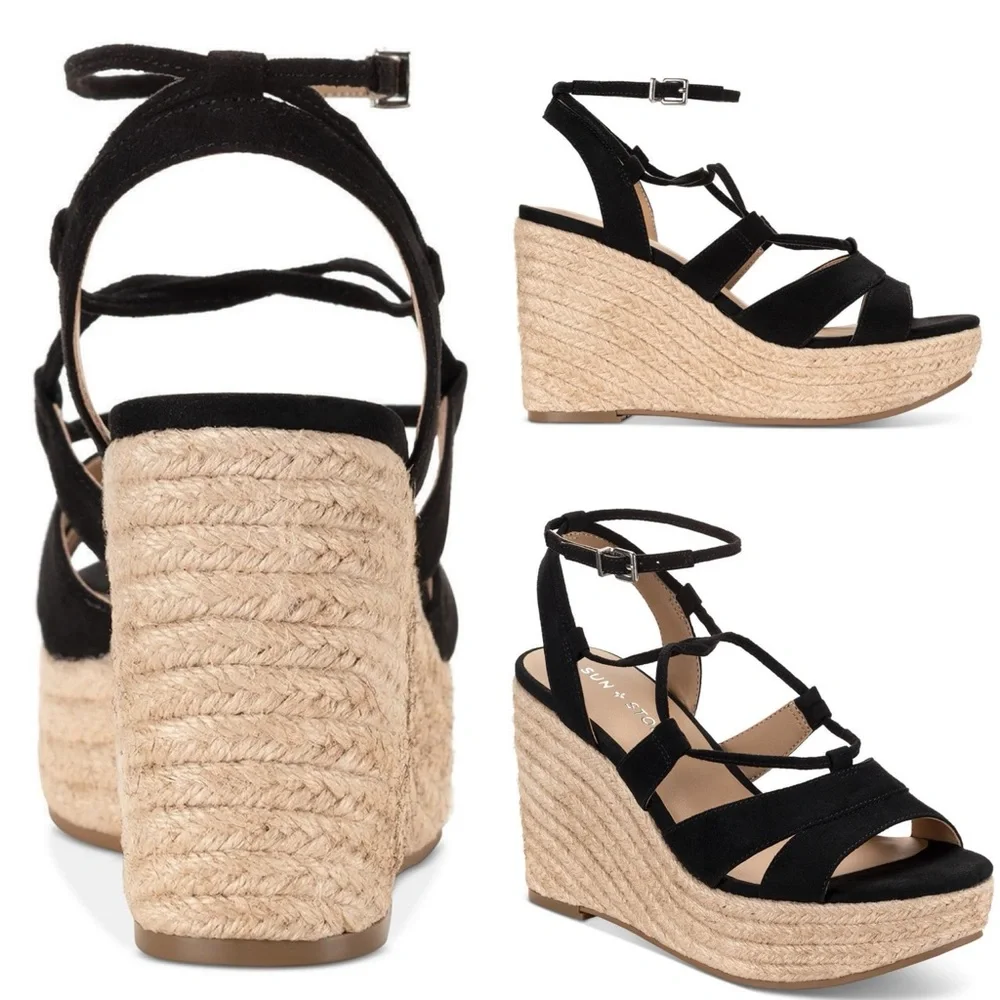 NWOT Sun + Stone Womens SSTIINSLEYY Faux Suede‎ Dressy Wedge Heels 8.5